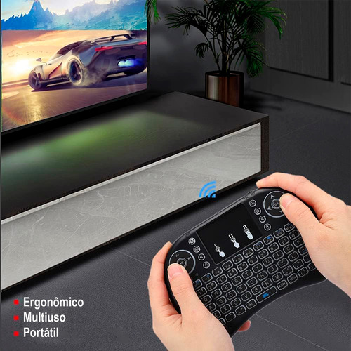 Mini Teclado Tv Smart Box Notebook Pc Video Game Luz Led