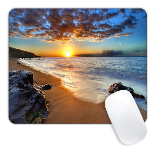 Mouse Pad Con Puesta De Sol En La Playa, Alfombri