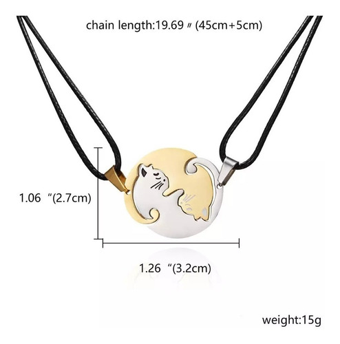 Imagen 7 de 10 de Collar Pareja Novios Gatos Corazon San Valentín Regalo Amor