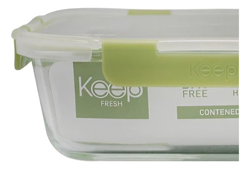 Hermetico Rectangular 1520ml Glass Keep Color Verde