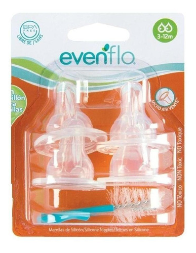 Chupon De Biberon Evenflo Cuello Angosto 4 Pzas Silicona
