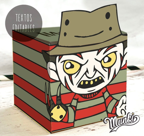 Caja Imprimible Pesadilla Freddy Krueger Textos Editables