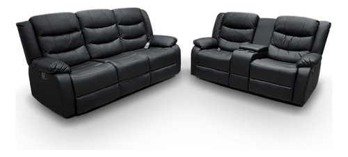 Sofás Reclinável Hollywood Aquecimento Massagem Pu Preto