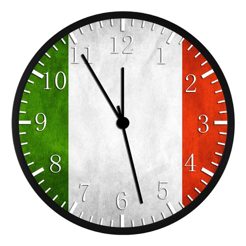 Bandera De Italia - Reloj De Pared Grande De 12 Pulgadas Con