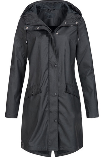 Chaqueta Larga De Lluvia Con Capucha Gabardina Impermeable