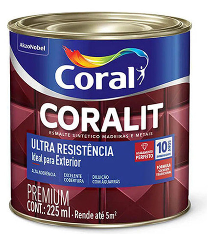 Tinta Esmalte Sintetico Coralit Brilhante Preto 225ml