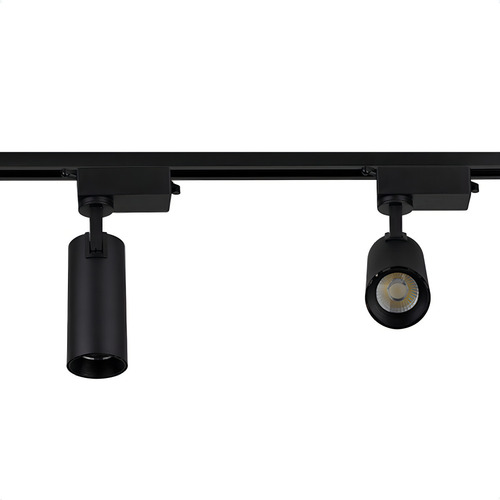Kit Trilho Eletrificado 1m Preto Com 3 Spots Led
