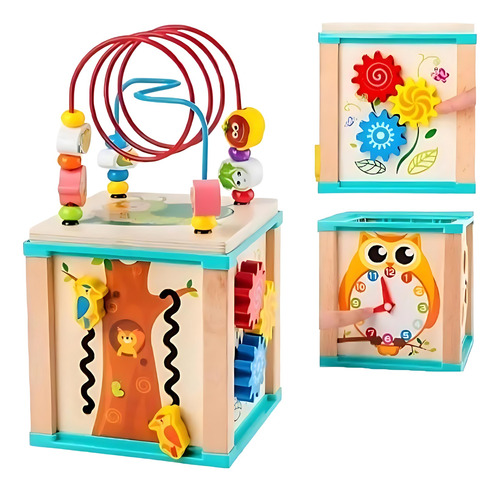 Juguete Cubo De Madera Puzzle Laberinto Didáctico Montessori