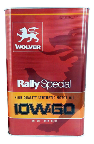 Aceite Para Motor Wolver Rally Special 10w60 Sintético X 5l