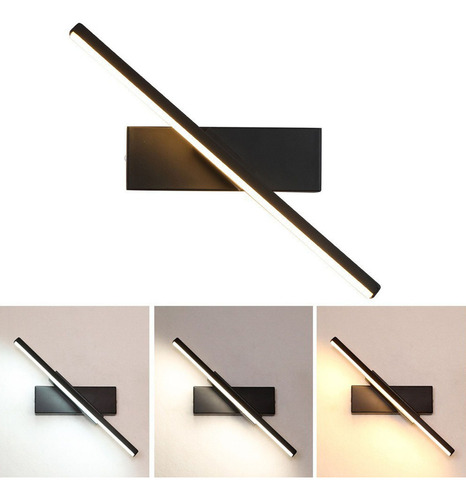 Lámpara Arbotante Espejo Dormitorio Pared Baño Luz Led 30cm Estructura Negro