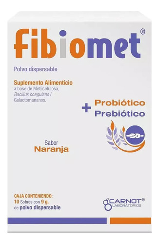 Fibiomet Probiótico Y Prebiótico Caja Con 10 Sobres - Naranj