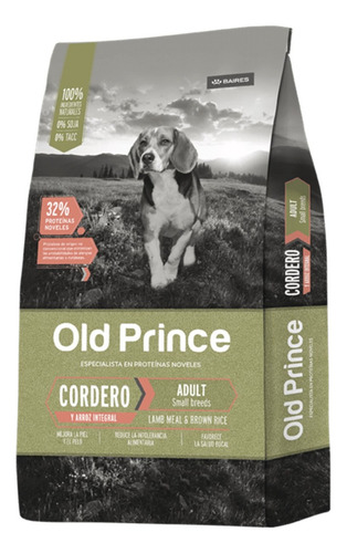Alimento Old Prince Proteínas Noveles perro adulto de raza pequeña sabor cordero para perro adulto de raza pequeña sabor cordero en bolsa de 15 kg