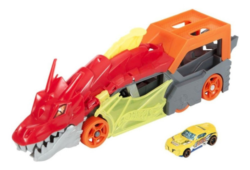 Imagem 2 de 10 de Hot Wheels City Reboque De Dragão Com Carrinho Gtk42 Mattel