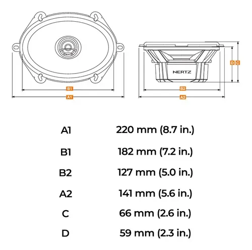 Kit Caixa Coaxial 2 Vias 5x7 Bidirecional Hertz Dcx 570.3