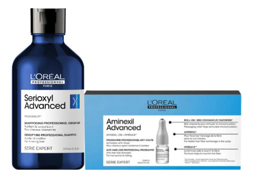 Kit Loreal Serioxyl Shampoo 300ml + Ampola Aminexil