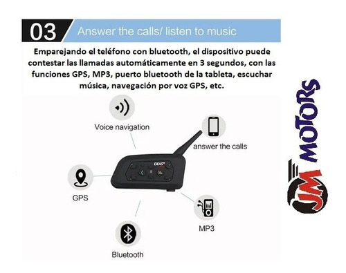 Imagen 3 de 5 de Jm Intercomunicador Casco De Moto Ejeas V6 Pro Bluetooth