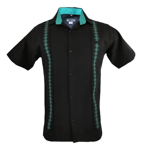 Guayabera negra manga corta sale