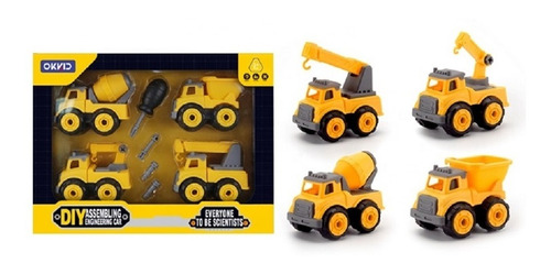 Set 4 Carros Grandes Para Armar Ensamblar Construccion Cat