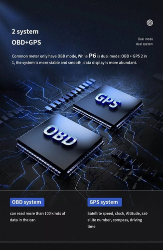 Velocímetro Hud P6 De Doble Sistema Obd&gps Smart Gauge