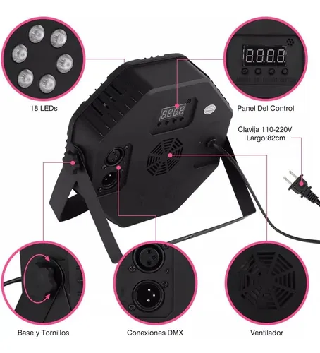 Luz Led Ritmica Dmx + Control 18 Leds Fiestas Dj Discoteca
