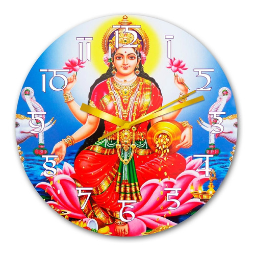 Reloj De Pared Diosa Lakshmi Abundancia Prosperidad 30cm