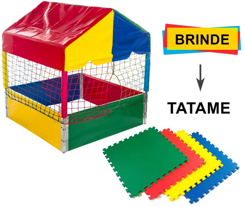 Piscina De Bolinhas 1,0x1,0 Colorido + Brinde Tatame Eva