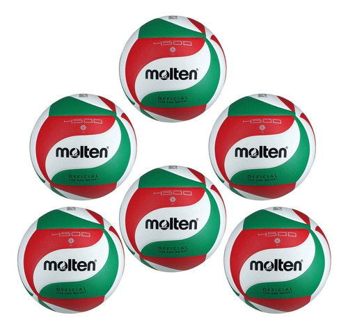 Pack 6 Balones Molten Vm4500 Voleibol No.5 Mayoreo