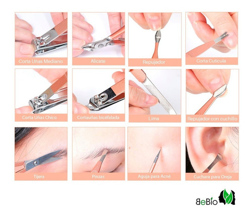 X16 Piezas Corta Uñas Alicate Limas Repujador Uñas Manicura