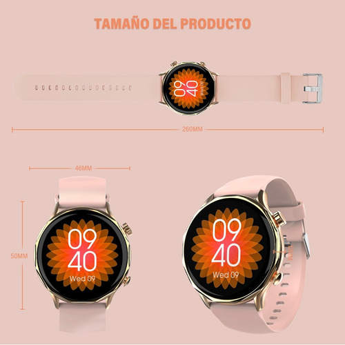 Imagen 6 de 8 de Smartwatch Para Mujer, Reloj Inteligente, Reloj Bluetooth