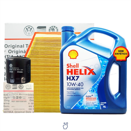 Imagen 1 de 10 de Kit Filtro Aceite + Aire Vw Saveiro + Aceite Shell 10w40 4lt