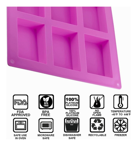 3 Molde Silicon Rectangulares 6 Cavidades Jabones,repostería