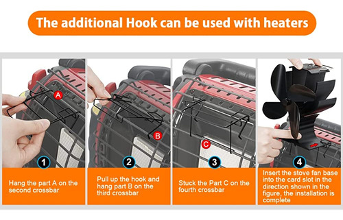 Signstek 4-blade Heat Powered Wood Stove Fan + Soporte Adici