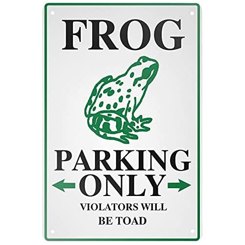 Retro Tin Sign Frog Parking Only Metal Sign Wall Art Pl...