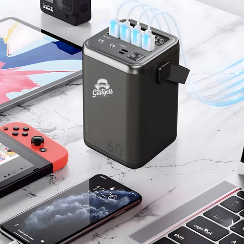 Mr. Gadgets Power Bank bateria Portátil 60,000mah 100w Carga Rápida Linterna integrada, Color Negro