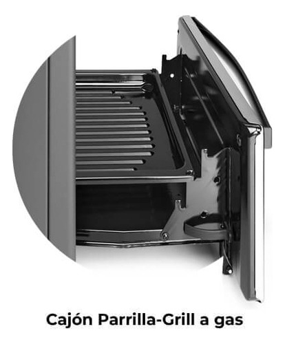 Cocina A Gas Longvie 12231x 56cm Inox Cajón Parrilla Acero Inoxidable