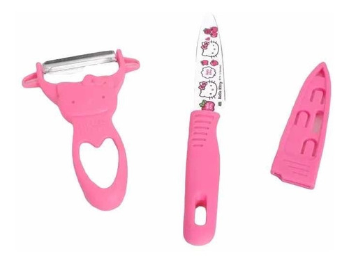 Set De Cuchillo Y Pelador De Verduras Hello Kitty