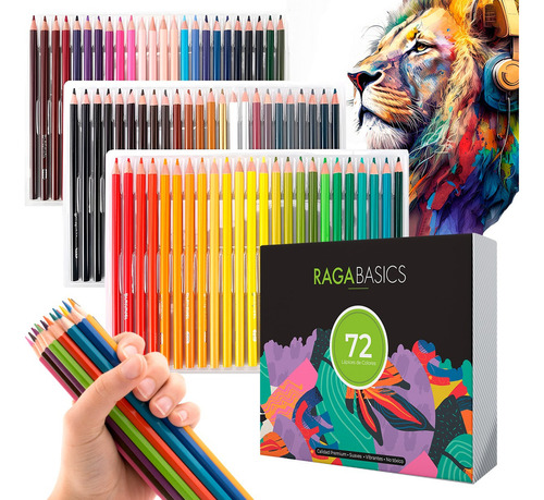 Juego De Lapices Dibujar Pintar De Colores Vibrantes 72 Pz Trazo Multicolor