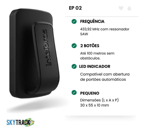 Kit 2x Controles Remoto Portão Automático Ep 02 - Intelbras Preto