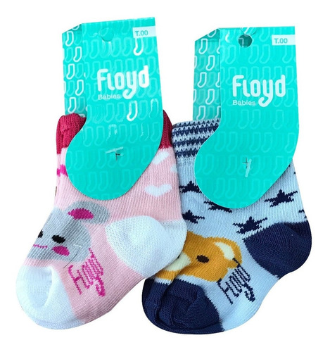 Imagen 3 de 10 de Pack X12 Medias Floyd Bebe Algodon Estampadas Art 59 T 0/00