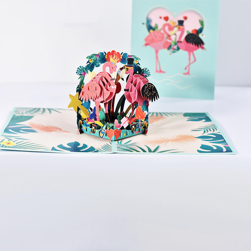 Cartões De Dia Dos Namorados Cartão Pop-up Flamingos