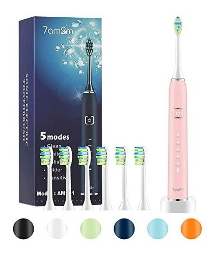 7am2m Sonic Electric Toothbrush With 6 Brush Heads For Adult