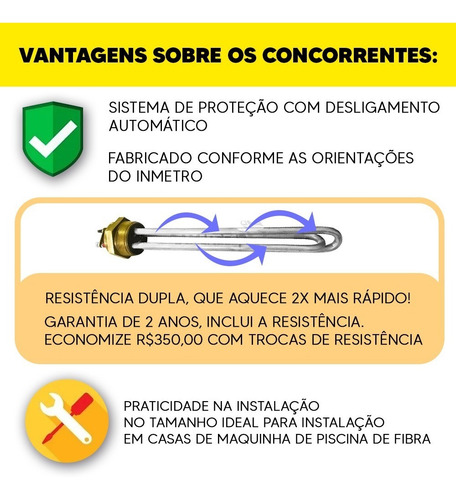 Aquecedor Piscina Elétrico Compacto 40000 Litros Com Timer