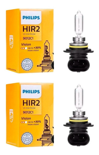 Kit 2 Lampara Philips Hir2 12v 55w Px22d 9012c1 Vison +30%