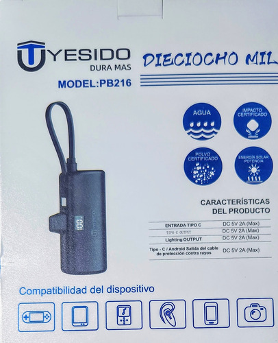 Cargador Portátil De Bolsillo 18000 Mah Para Android, Iphone Blanco