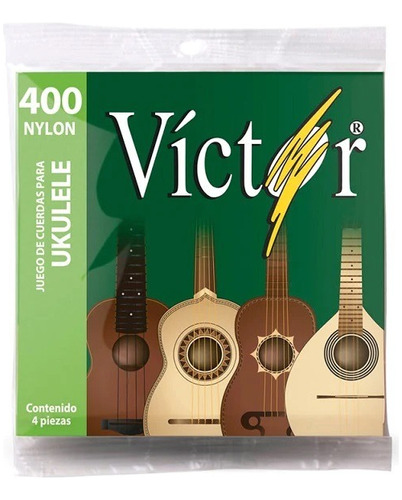 Victor Encordadura Ukulele Soprano Nylon Negro 400 Cuerdas