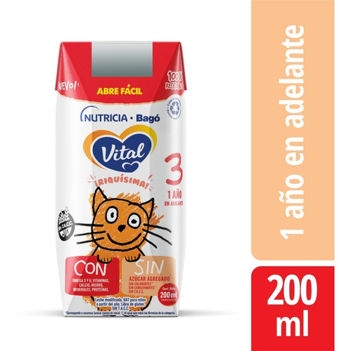 Imagen 2 de 2 de Leche Liquida Vital 3 X Pack De 24 Bricks 200ml 1 A 2 Años