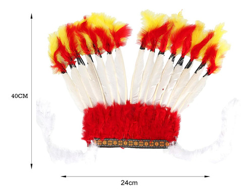 3 Diadema Con Tocado De Plumas, Sombrero Indio Jefe, Tocado