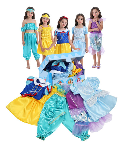 Conjunto De Traje De Princesa Vgofun Para Niñas De 3 A 6 Año
