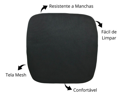 Conjunto Assento E Encosto C/ Tela Mesh Ergonômico Preto