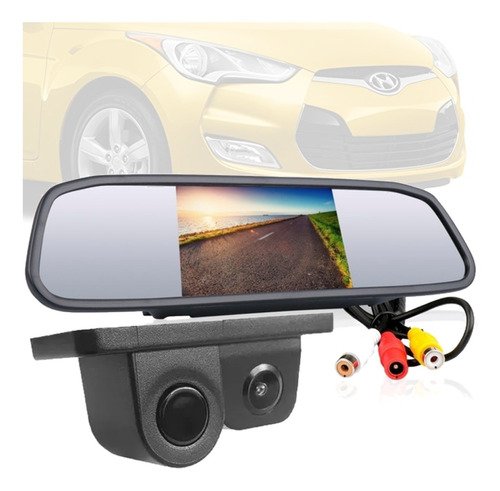 Kit Estacionamento Sensor Camera Retrovisor Lcd Veloster